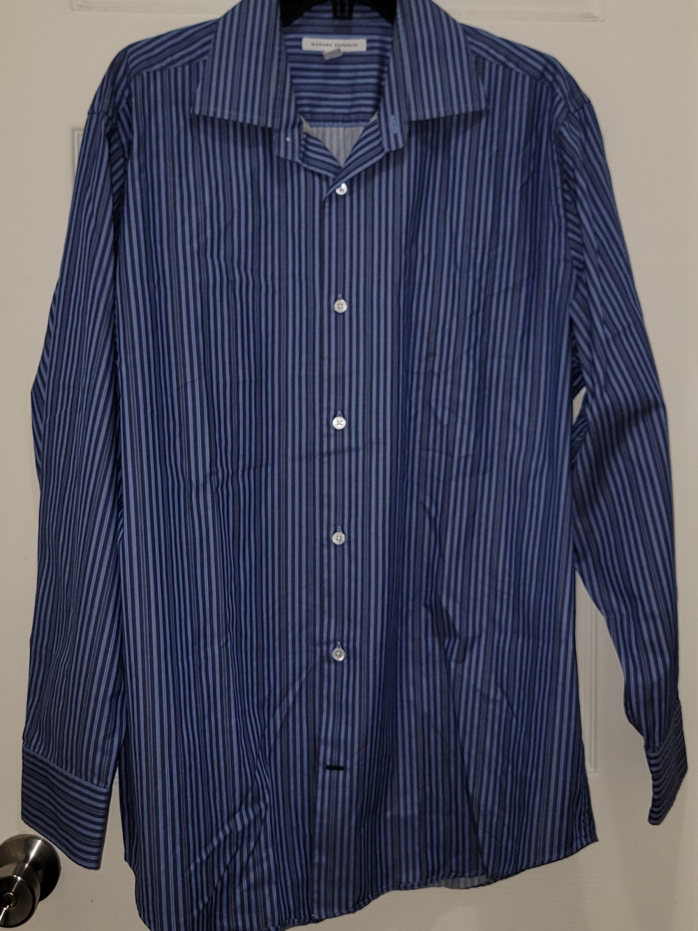Banana Republic Men’s Navy and Light Blue Striped Dress Shirt